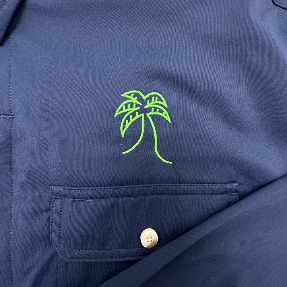 Poncho Outdoors Mens XL Regular Fit Fishing Shirt Navy Blue Magnetic Pocket Long - Picture 4 of 10